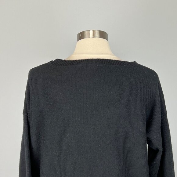 J Crew Womens Black Tie Front Boat Neck Sweater Wool Blend size Medium - Picture 7 of 12